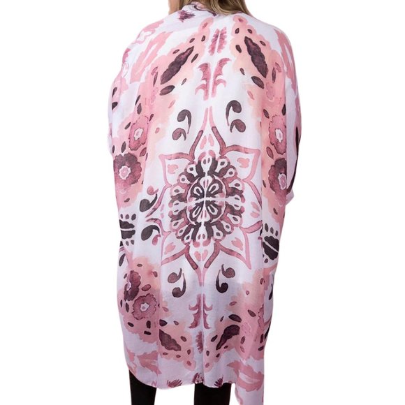 Floral Watercolor Print Kimono Cardigan Coverup One Size NWT - Picture 2 of 5